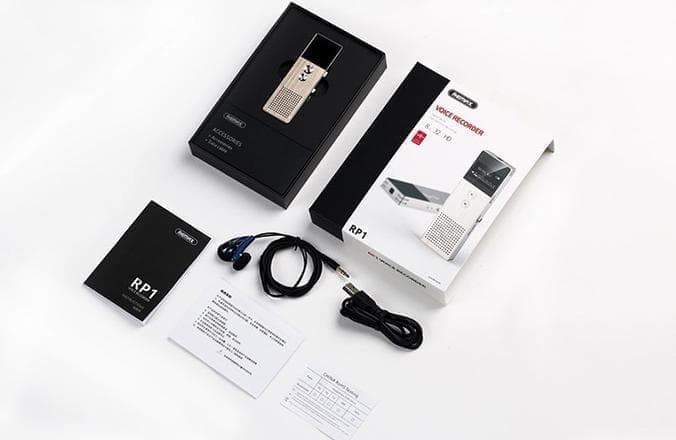 REMAX HD Dual Mic Portable Voice Recorder RP1 Perekam Suara Digital - Emas - Image 3