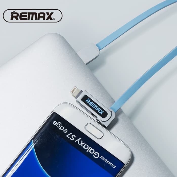 Remax Armor 2in1 Micro USB Lightning Data Cable - Gold RC-067T - Image 2