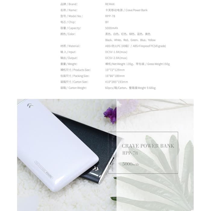 REMAX CRAVE POWER BANK SLIM 5000MAH BLACK RPP-78 - Image 4