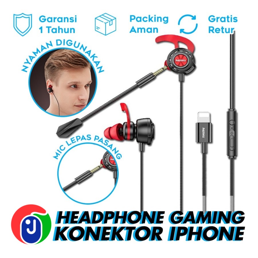 Earphone Gaming Lightning Remax RM-750 Premium Game Headset Original